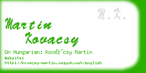 martin kovacsy business card